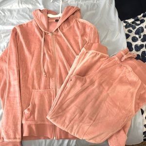 Pink Velour jacket and pants Fashion Nova LG